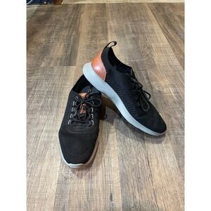 Johnston & Murphy Mens Black Knit Lace Up Memory Foam Casual Sneakers Shoes